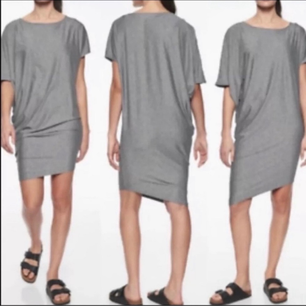 Athleta Women's Size M Sunlover Hilo UPF Nylon Blend Gray Dress Asymmetry